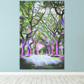 Grüne und Lila Waldlandschaft Digitale Kunst Leinwanddruck (Insitu (Holzboden))