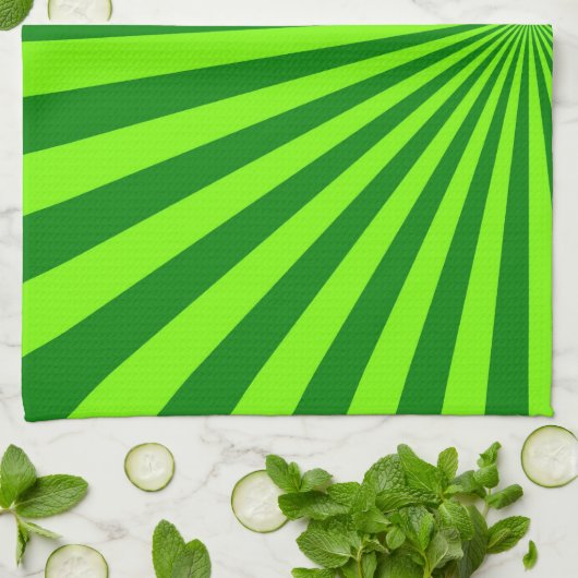 Grüne und Limone Funky Strip Abstrakte Kunst Handtuch (Gefaltet)