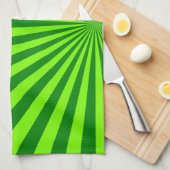 Grüne und Limone Funky Strip Abstrakte Kunst Handtuch (Viertel Falte)