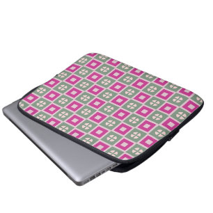 Grüne und Magenta-blumige Laptop-Hülle Laptopschutzhülle