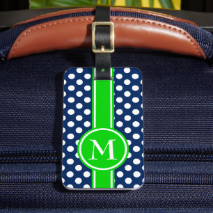 Grüne und marineblaue Punkte-Monogramm Gepäckanhänger