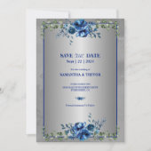 Grüne und metallische Goldblüten: Save the Date Einladung (Vorderseite)