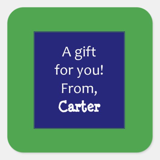 Grüne und Navy benutzerdefinierte Kinder geben Auf Quadratischer Aufkleber (Vorderseite)