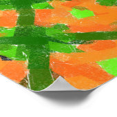 Grüne und orange Abstrakte Moderne Kunst Poster (Ecke)