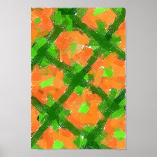 Grüne und orange Abstrakte Moderne Kunst Poster