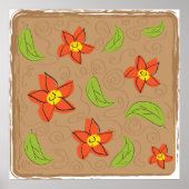 Grüne und orange Blume Poster (Vorne)