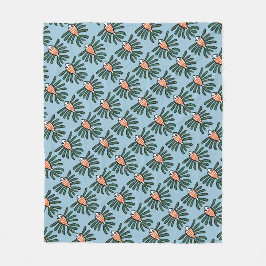 Grüne und orange Doppelflossen-Fische Fleecedecke (Vorderseite)