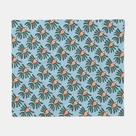 Grüne und orange Doppelflossen-Fische Fleecedecke (Vorderseite (Horizontal))