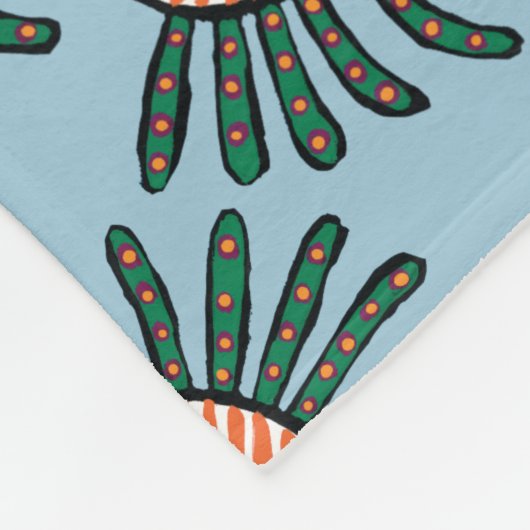 Grüne und orange Doppelflossen-Fische Fleecedecke (Ecke)