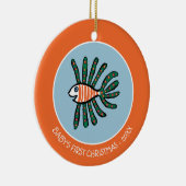 Grüne und orange Doppelflossen-Fische Keramikornament (Rechts)