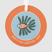 Grüne und orange Doppelflossen-Fische Ornament (Rückseite)