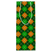 GRÜNE UND ORANGE IRISCHE KARIERTE MUSTER GESCHENKTÜTE FÜR WEINFLASCHEN (Rückseite)