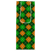 GRÜNE UND ORANGE IRISCHE KARIERTE MUSTER GESCHENKTÜTE FÜR WEINFLASCHEN (Vorderseite)