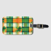 GRÜNE UND ORANGE IRISH KARIERTE PATTER GEPÄCKANHÄNGER (Vorderseite (Horizontal))