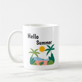 Grüne und orange lustige Hallo Sommer Tasse