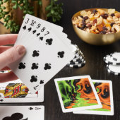 Grüne und orange Schleimdecke Spielkarten (In Situ)
