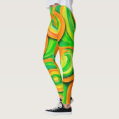 Grüne und orange Spirale Leggings (Links)