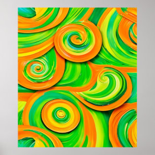 Grüne und orange Spirale Poster