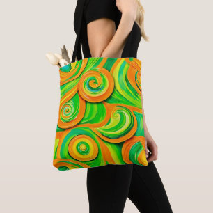 Grüne und orange Spirale Tasche