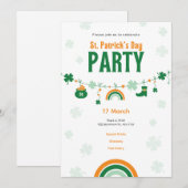 Grüne und Orange St. Patrick’s Day Party-Einladung Einladung (Vorne/Hinten)