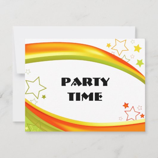 Grüne und orange Sterne Einladung (Vorderseite)