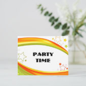 Grüne und orange Sterne Einladung (Stehend Vorderseite)