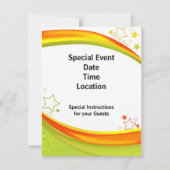 Grüne und orange Sterne Einladung (Rückseite)