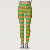Grüne und orange Streifen Leggings (Vorderseite)