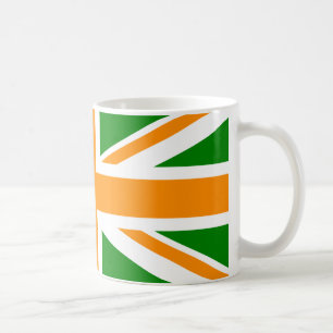 Grüne und Orange Union Jack Kaffeetasse