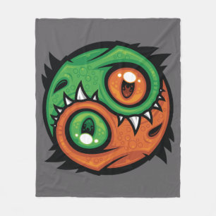 Grüne und orange Yin-Yang-Drachen Fleecedecke