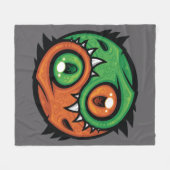 Grüne und orange Yin-Yang-Drachen Fleecedecke (Vorderseite (Horizontal))