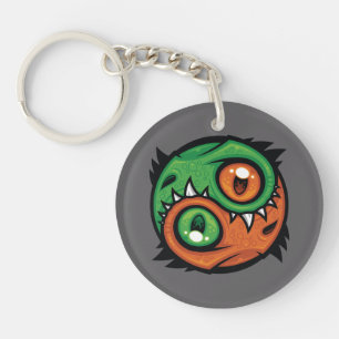 Grüne und orange Yin-Yang-Drachen Schlüsselanhänger