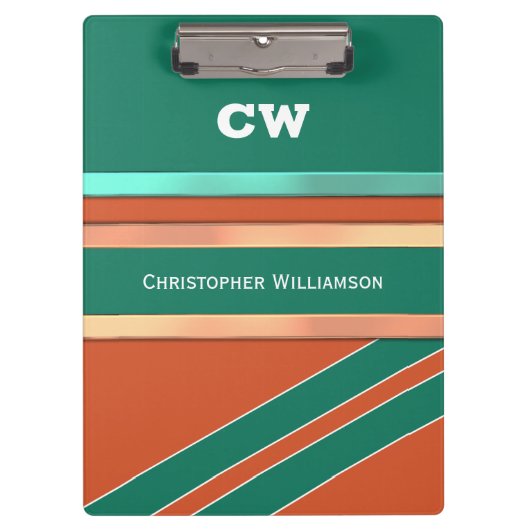 Grüne und orangefarbene Namensschilder Klemmbrett (Vorderseite)