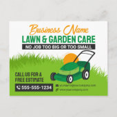 Grüne und orangefarbene Rasenmäher und Gartenmäher Postkarte (Vorderseite)