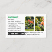 Grüne und orangefarbene Rasenmäher und Gartenmäher Visitenkarte (Rückseite)