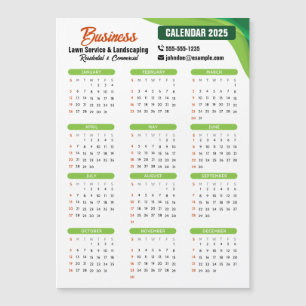 Grüne und orangefarbene Rasenpflege Landscaping & Magnetkarte