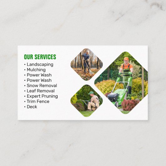 Grüne und orangefarbene Rasenpflege Landschaftssch Visitenkarte (Rückseite)