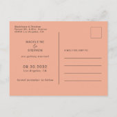 Grüne und orangefarbene Wildblumen Save the Date b Ankündigungspostkarte (Rückseite)