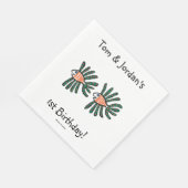 Grüne und orangefarbene Zwillingsfische Serviette (Ecke)