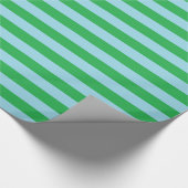 Grüne und pastellblaue Streifen Geschenkpapier (Ecke)