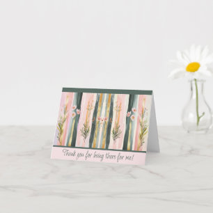 Grüne und pfirsichfarbene Wasserfarben-Blumenpinse Karte