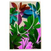 Grüne und rosa Blätter Geschenktasche Mittlere Geschenktüte (Vorderseite)