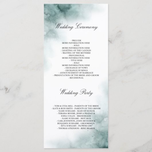 Grüne und rosa Blume Hochzeitsprogramme Programm (Rückseite)