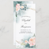 Grüne und rosa Blume Hochzeitsprogramme Programm (Vorne/Hinten)