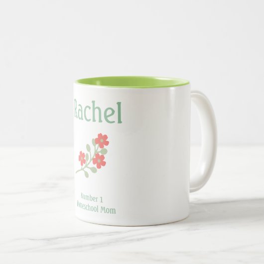 Grüne und rosa Blume Mama Zweifarbige Tasse (VorderseiteRechts)
