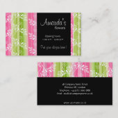 Grüne und rosa Blume und Streifen Visitenkarte (Vorne/Hinten)