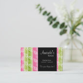 Grüne und rosa Blume und Streifen Visitenkarte (Stehend Vorderseite)