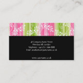 Grüne und rosa Blume und Streifen Visitenkarte (Rückseite)
