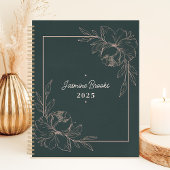 Grüne und rosa Blumengrenze 2025 Individuelle Name Planer