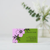 Grüne und rosa Blumenkarten Visitenkarte (Stehend Vorderseite)